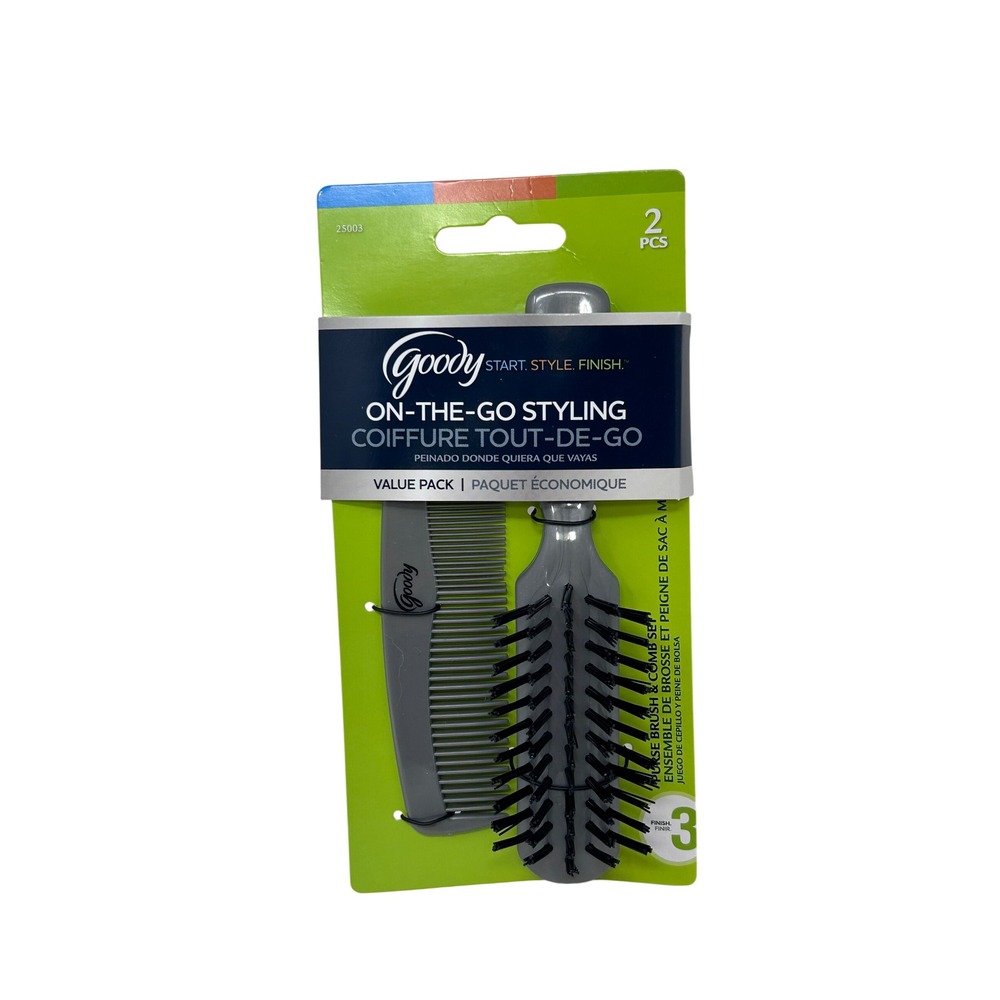 Goody On-The-Go Styling 2 Piece Purse Brush and Comb Set Gray 25003